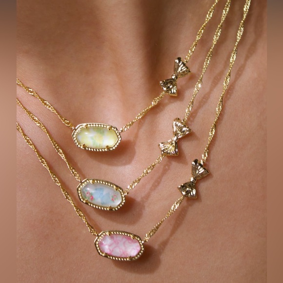 🦋🩵KENDRA SCOTT x LOVESHACKFANCY Elisa Necklace Pastel Blue Rosa Beaux Illusion - Picture 8 of 12